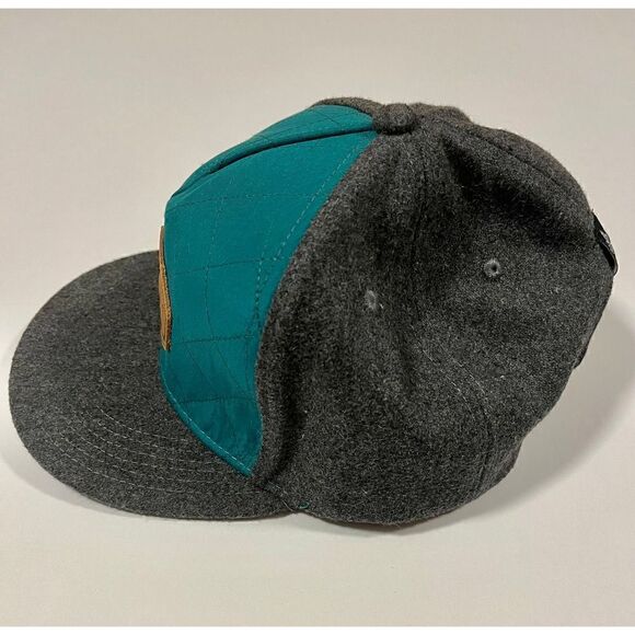 Ski The East Wool Blend Icon Flatbrim Trucker Hat Green, Grey Leather Patch NWOT - Picture 2 of 10